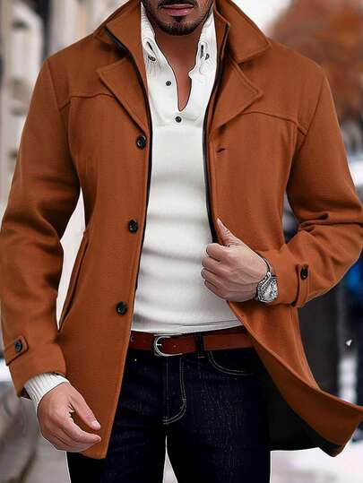 Manfinity Homme معطف كاجوال رسمي طويل الأكمام بياقة سحاب وأزرار للرجال، قميص محبوك أنيق للخروج والأعمال، هدية للأصدقاء والزوج والحبيب، مناسب للخريف والشتاء