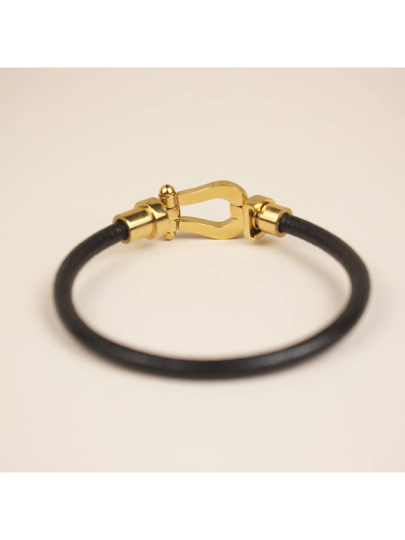 سوار جلدي أنيق من BLKSMTH للسيدات بإبزيم ذهبي على شكل Horse Shoe، تصميم بسيط وعصري