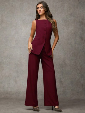 SHEIN BAE بدلة رياضية أنيقة للنساء مكونة من سترة أحادية الصدر ذات رقبة دائرية وبنطلون، ملابس صيفية وخريفية، بدلة عمل رسمية وكاجوال للمكتب، بدلة نسائية مكونة من قطعتين، بلايز نسائية للعمل