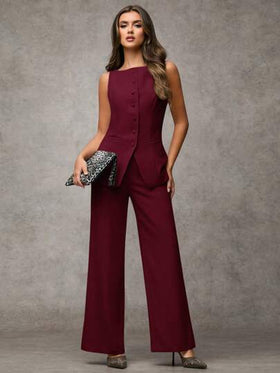 SHEIN BAE بدلة رياضية أنيقة للنساء مكونة من سترة أحادية الصدر ذات رقبة دائرية وبنطلون، ملابس صيفية وخريفية، بدلة عمل رسمية وكاجوال للمكتب، بدلة نسائية مكونة من قطعتين، بلايز نسائية للعمل