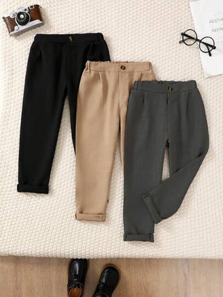 SHEIN 3 قطع/مجموعة بناطيل رسمية كاجوال للأولاد الصغار، مناسبة للاستخدام اليومي وأنشطة الخارج