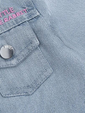 SHEIN Playful Pals جاكيت جينز وملابس خارجية مريحة فضفاضة بطباعة أرنب جميلة للبنات الرضع
