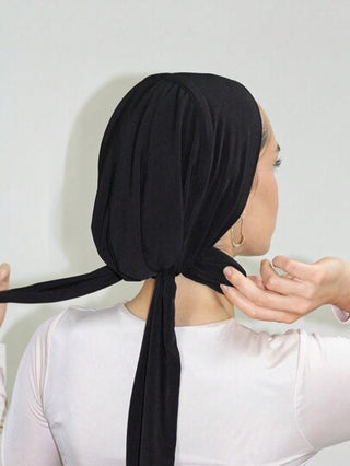 قطعة واحدة من اكسسوارات العباءة للنساء ذات لون أحادي، رباط مطاطي قابل للشد، توربان، طاقية حجاب مطاطية، مريحة ومنفذة للهواء ومرنة ومقاومة للعرق، وشاح متعدد الأغراض مناسب للارتداء اليومي والرياضة واليوغا واللياقة البدنية والموضة، خفيف الوزن تحت الملابس المخ