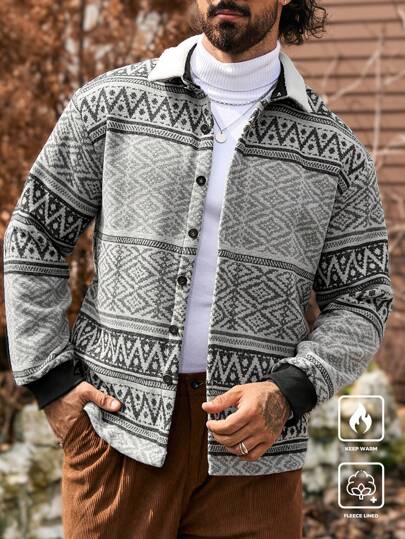 Manfinity Homme جاكيت رجالية بأكمام طويلة ذات أزرار أمامية بلون واحد مجزأة، للارتداء اليومي العادي، هدية للصديق، جاكيت دافئة للشتاء، ملابس رجالية للخريف، جاكيت رجالية شتوية، جاكيت رجالية بطباعة وأزرار