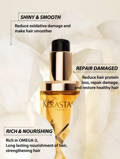 Kérastase زيت كيراستاز L'Huile Originale CameLia Sauvage Beauty الشامل 30مل | سيروم زيتي مرطب لإزالة التقصف وإضافة بريق | مع زيت زهرة الكاميليا البرية | يعزز ويوفر حماية من الحرارة | لجميع أنواع الشعر