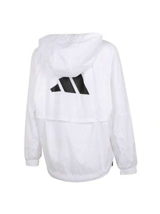 Adidas سترة نسائية منسوجة بغطاء للرأس من HYGLM WINDB سترة رياضية كاجوال مريحة للتدريب على الجري IS8042