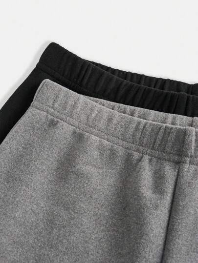 SHEIN Girlism بنطلون فضفاض مبطن متناسق للفتيات في سن المراهقة 2قطعة، الأسود والرمادي