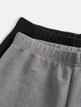 SHEIN Girlism بنطلون فضفاض مبطن متناسق للفتيات في سن المراهقة 2قطعة، الأسود والرمادي