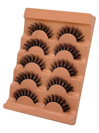 5 أزواج من رموش مستعارة من الصوف الاصطناعي السميك المموج شكل D-Curl الكتيف والمجعد، إسمنتي روسي 7D