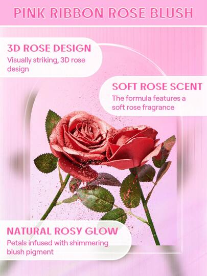 SHEGLAM بودرة أحمر الخدود الوردية من Pink Ribbon Rose أحمر خدود وردي مقاوم للماء يدوم طويلاً ذو صبغة عالية لا يتلاشى توهج طبيعي يدوم طويلاً مكياج خفيف الوزن للوجه حمره بلشر علامة تجارية جمال مكياج ميكب مستحضرات تجميل للنساء الفتيات مثالي لفصل الشتاء الربي