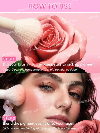 SHEGLAM بودرة أحمر الخدود الوردية من Pink Ribbon Rose أحمر خدود وردي مقاوم للماء يدوم طويلاً ذو صبغة عالية لا يتلاشى توهج طبيعي يدوم طويلاً مكياج خفيف الوزن للوجه حمره بلشر علامة تجارية جمال مكياج ميكب مستحضرات تجميل للنساء الفتيات مثالي لفصل الشتاء الربي