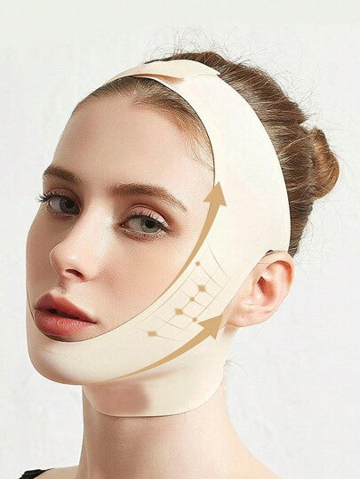 قناع وجه نسائي لون بيج قطعة واحدة ، غطاء وجه نومي ، مناسب للاستخدام اليومي