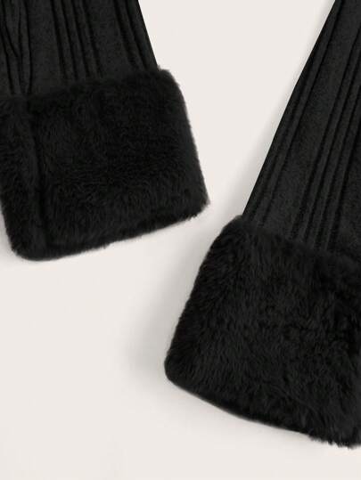 EZwear معطف كاجوال طويل بأكمام طويلة وياقة فوري من جلد الخروف للنساء، خريف/شتاء