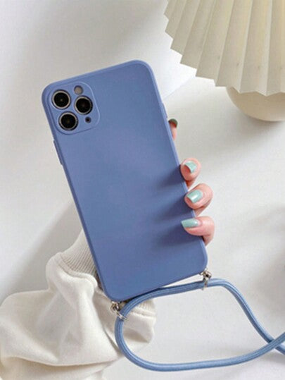 حافظة للهاتف المحمول مع شريط أزرق لمنع السقوط، متوافقة مع أجهزة iPhone، Samsung، Redmi، مع مادة ذات حافة مستقيمة وثقوب دقيقة