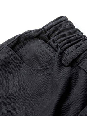 SHEIN بنطال جينز مستقيم ذو قوائم واسعة باللون الأسود للفتيات المراهقات، مزين بفراشات من الراين ستون، متعدد الاستخدامات وكاجوال، بطراز Y2K
