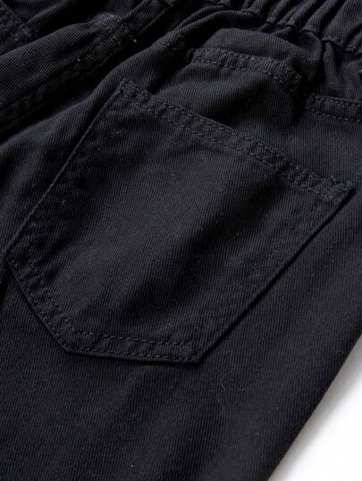 SHEIN بنطال جينز مستقيم ذو قوائم واسعة باللون الأسود للفتيات المراهقات، مزين بفراشات من الراين ستون، متعدد الاستخدامات وكاجوال، بطراز Y2K