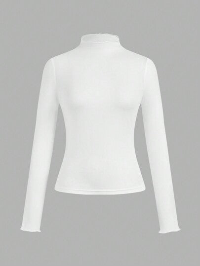 EZwear طقم سيدات 3 قطع بياقة عالية وذيل كشكش ضيق للاستخدام اليومي، بأكمام طويلة طبقة أساسية،مناسب لفصلي الخريف والشتاء
