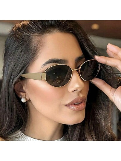 نظارات زخرفية بيضاوية عتيقة، نظارات معدنية صغيرة للنساء بإطار موضة، نظارات زخرفية للنساء، إكسسوارات شاطئية، نظارات للشاطئ والسفر الخارجي في الصيف، إطار بيضاوي عتيق، مناسبة للخروجات وموسم العودة إلى المدرسة