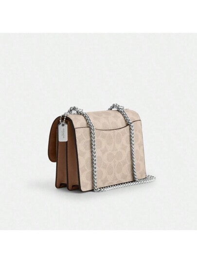 Coach حقيبة كروس بودي صغيرة للنساء، حقيبة مربعة صغيرة، حقيبة سلسلة، حقيبة كتف بغطاء، هدية للنساء، CW206 SVPWH