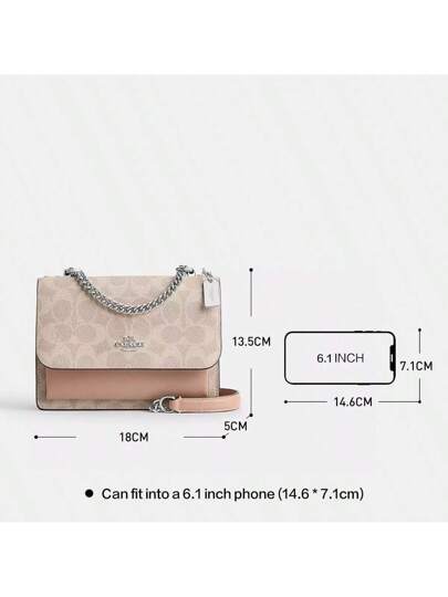 Coach حقيبة كروس بودي صغيرة للنساء، حقيبة مربعة صغيرة، حقيبة سلسلة، حقيبة كتف بغطاء، هدية للنساء، CW206 SVPWH