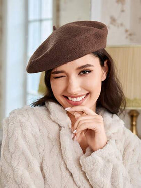 SHEIN MOD قبعة بيريه أساسية كاجوال للنساء قطعة واحدة، مناسبة للعطلات والنزهات والمدرسة والملابس الكاجوال