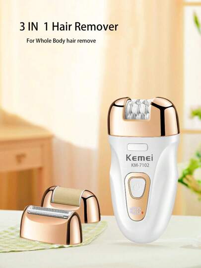 Kemei جهاز إزالة الشعر الجديد KM-7102 ، جهاز كهربائي لإزالة الشعر بدون ألم للنساء ، إزالة شعر الجسم والإبط والمنطقة الخاصة والقدم ، مجموعة العناية بالبشرة الناعمة 3 في 1 ، هدية مثالية للمرأة في عيد الميلاد أو رأس السنة الجديدة