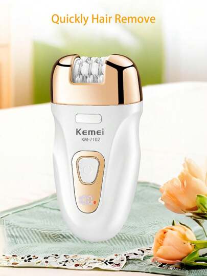 Kemei جهاز إزالة الشعر الجديد KM-7102 ، جهاز كهربائي لإزالة الشعر بدون ألم للنساء ، إزالة شعر الجسم والإبط والمنطقة الخاصة والقدم ، مجموعة العناية بالبشرة الناعمة 3 في 1 ، هدية مثالية للمرأة في عيد الميلاد أو رأس السنة الجديدة