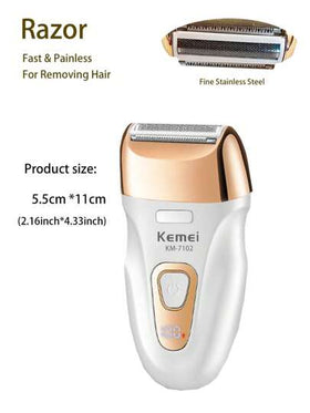 Kemei جهاز إزالة الشعر الجديد KM-7102 ، جهاز كهربائي لإزالة الشعر بدون ألم للنساء ، إزالة شعر الجسم والإبط والمنطقة الخاصة والقدم ، مجموعة العناية بالبشرة الناعمة 3 في 1 ، هدية مثالية للمرأة في عيد الميلاد أو رأس السنة الجديدة