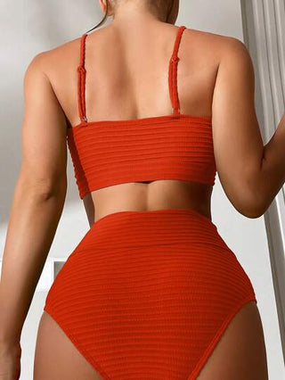 Swim Basics بيكيني نسائي مصنوع من نسيج مُنقط مع حمالات رفيعة، للاستخدام في الشاطئ والرحلات الصيفية