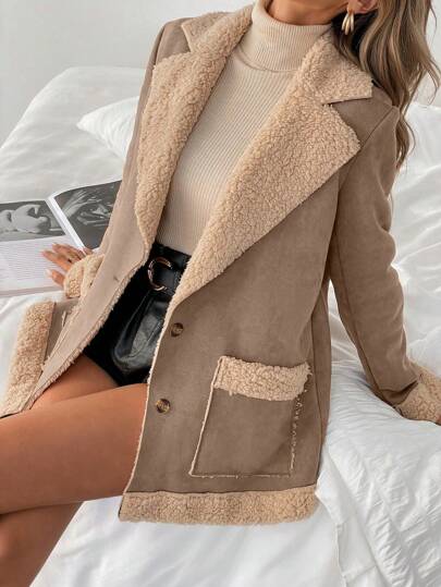 SHEIN LUNE معطف شتوي دافئ لوني مبعثر و ناعم