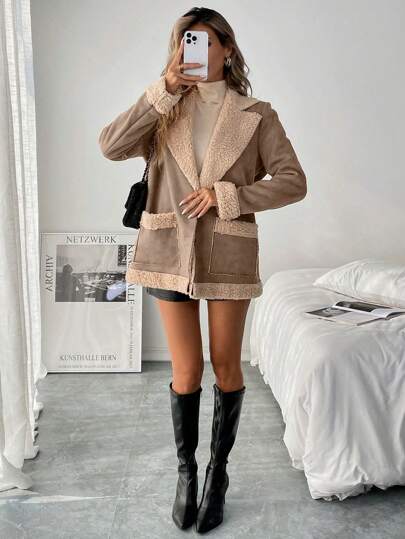 SHEIN LUNE معطف شتوي دافئ لوني مبعثر و ناعم