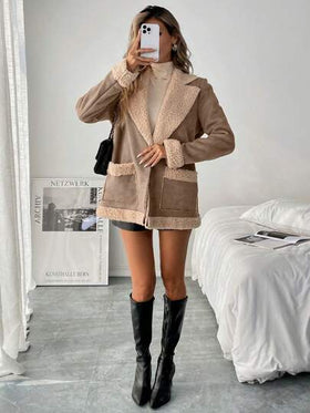 SHEIN LUNE معطف شتوي دافئ لوني مبعثر و ناعم
