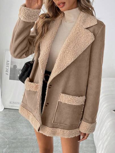 SHEIN LUNE معطف شتوي دافئ لوني مبعثر و ناعم