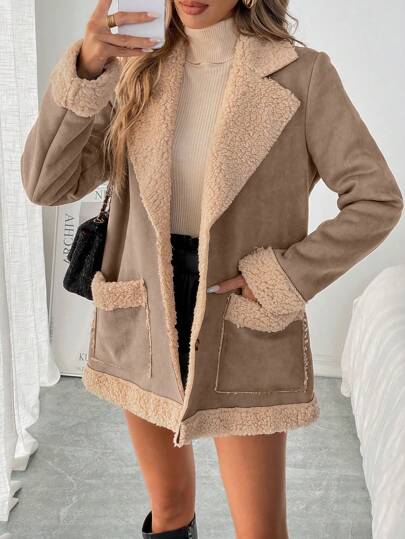 SHEIN LUNE معطف شتوي دافئ لوني مبعثر و ناعم