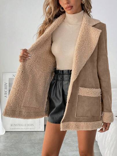 SHEIN LUNE معطف شتوي دافئ لوني مبعثر و ناعم