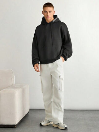 Manfinity INSISELF هوديWhite With Thermal Lined، مناسب للخروج في فصلي الخريف والشتاء، هوديذو أكمام طويلة باللون الأسود، هدايا للأصدقاء والأزواج والأخوان