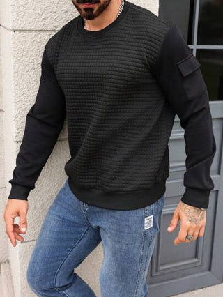 Manfinity Homme بلوزة كاجوال فضفاضة بأكمام طويلة وياقة مستديرة باللون الأحادي للرجال ، ربيع وخريف