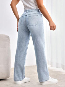 SHEIN Tall جينز عرضي مرتخي الخصر مع نمط متداخل مباشر الساق