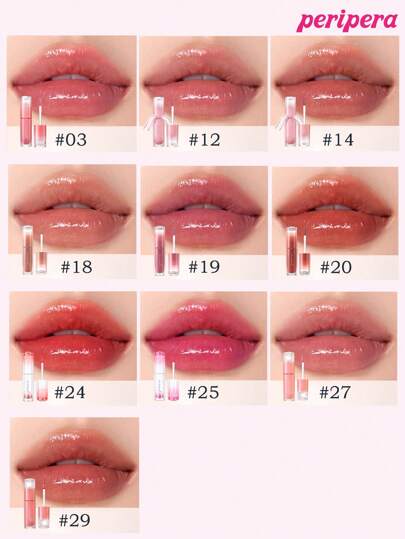 Peripera حبر جمالي كوري، تلوين مائي، لمعان شفاف للشفاه، لمعان زجاجي للشفاه، منتفخ، مرطب طبيعي، خفيف الوزن، مُنير، لون دائم، ارتداء مريح غير لزج، مناسب للارتداء مع الكمامة، بدون طبقة بيضاء، جمال كوري، مستحضرات تجميل كورية
