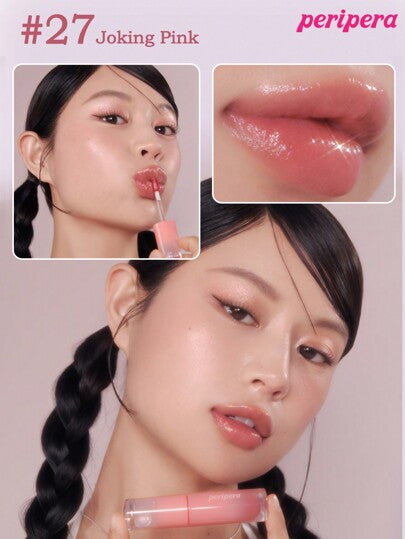 Peripera حبر جمالي كوري، تلوين مائي، لمعان شفاه مائي، لمعان شفاه زجاجي، منتفخ، مرطب طبيعي، خفيف الوزن، مُنير، لون دائم، ارتداء مريح غير لزج، مناسب للارتداء مع الكمامة، بدون طبقة بيضاء، مستحضرات تجميل كورية