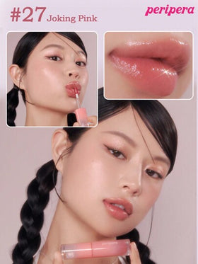Peripera حبر جمالي كوري، تلوين مائي، لمعان شفاه مائي، لمعان شفاه زجاجي، منتفخ، مرطب طبيعي، خفيف الوزن، مُنير، لون دائم، ارتداء مريح غير لزج، مناسب للارتداء مع الكمامة، بدون طبقة بيضاء، مستحضرات تجميل كورية
