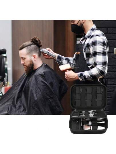 ALKOO طقم تجميل وإكسسوارات، صندوق طقم قص شعر الرجال، رف تخزين ماكينة قص محمول، حقيبة منظم أدوات قص الشعر، طقم تجميل وإمدادات (حقيبة فقط)، حقيبة أدوات التجميل، حقيبة أدوات التجميل للسفر، حقيبة منظم مستحضرات التجميل، حقيبة شاطئ، ضروريات للعطلات، لوازم المدر