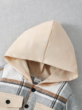 BrownBark مجموعة ملابس للأطفال الرضع الصبيان 2 قطعة، قميص كاجوال بجيب وقبعة طويل الأكمام + بنطلون مريح، ملابس أطفال للربيع والخريف
