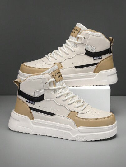 أحذية رياضية كاجوال عالية الرقبة مزينة بترقيعات حرفية للرجال، أزياء الشارع العصرية، أحذية كاجوال للتنزه في الهواء الطلق، أحذية جرى مريحة للأزواج