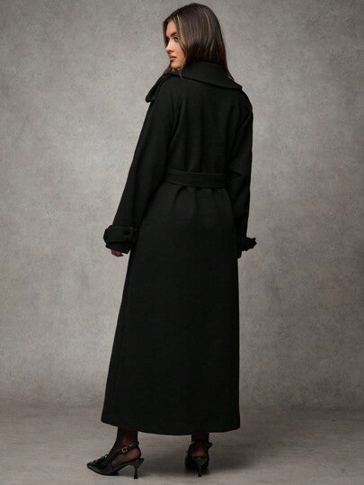 SHEIN BAE 1 قطعة جاكيت كاجوال للنساء بأكمام طويلة وأزرار وربطة أمامية، لارتداء اليومي في فصلي الخريف والشتاء