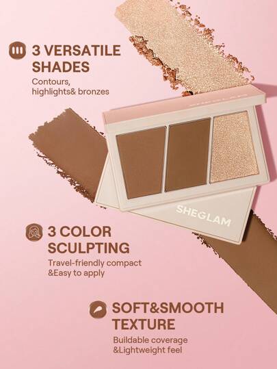 SHEGLAM لوحة تريو هيرو للوجه-بودرة نحت متعددة الاستخدامات ذات استخدام مزدوج من جينجربريد كونتور عيد الأب التخرج عيد الميلاد العطلة الربيع الصيف Y2K فاخر أزياء مكياج مستحضرات التجميل حفل شاطئ سفر تخييم في الهواء الطلق المدرسة الحرم الجامعي رحلة...