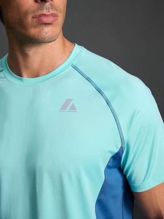 Manfinity Sport Polished تي شيرت رياضي قصير الأكمام بطاقم العنق لأسلوب المواعدة ، متباين اللون للرجال في فصل الصيف