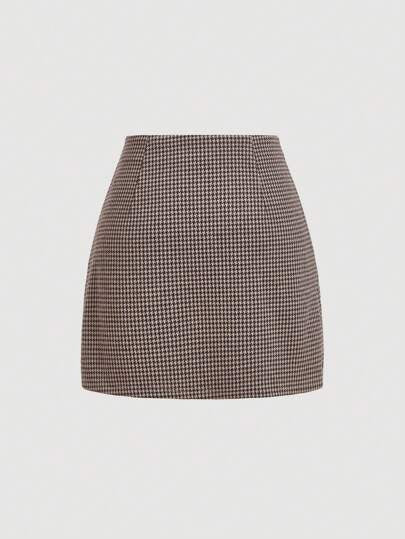 SHEIN MOD تنورة قصيرة على شكل حرف A بطبعة هندسية، تنورة للنساء في حفلات العطلات، مقاس S، نساء في العطلات