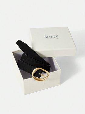 MOTF PREMIUM حزام خصر أسود ذو شكل غير متماثل للنساء، قابل للاستخدام في العمل والتنقل اليومي قطعة واحدة