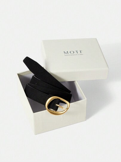MOTF PREMIUM حزام خصر أسود ذو شكل غير متماثل للنساء، قابل للاستخدام في العمل والتنقل اليومي قطعة واحدة